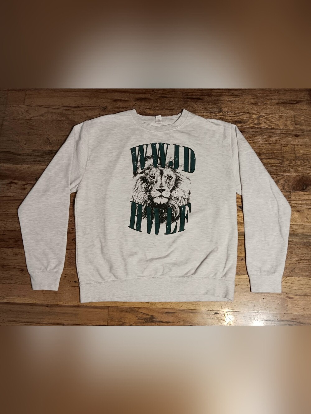vintage WWJD He Would Love First Sweatshirt GOD Jesus Cross Lion